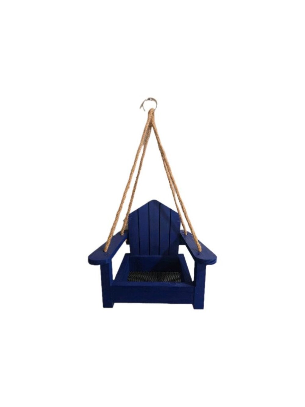 New Outdoor Blue Wood Coastal Cottage Adirondack Beach Hanging Chair Bird Feeder - Picture 3 of 3